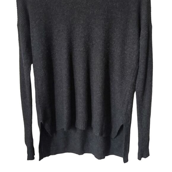 Madewell Warmlight knit Pullover Sweater Riubbed Charcoal Hi-Lo XS Wool - Picture 5 of 12